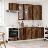 vidaXL Keukenblok LYON 8 pcs Wit Bewerkt hout