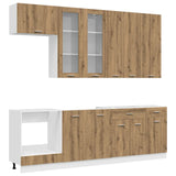 vidaXL Keukenblok LYON 8 pcs Wit Bewerkt hout