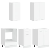 vidaXL Keukenblok LYON 5 pcs Wit Bewerkt hout