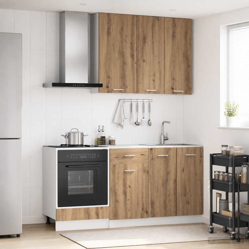 vidaXL Keukenblok LYON 5 pcs Wit Bewerkt hout