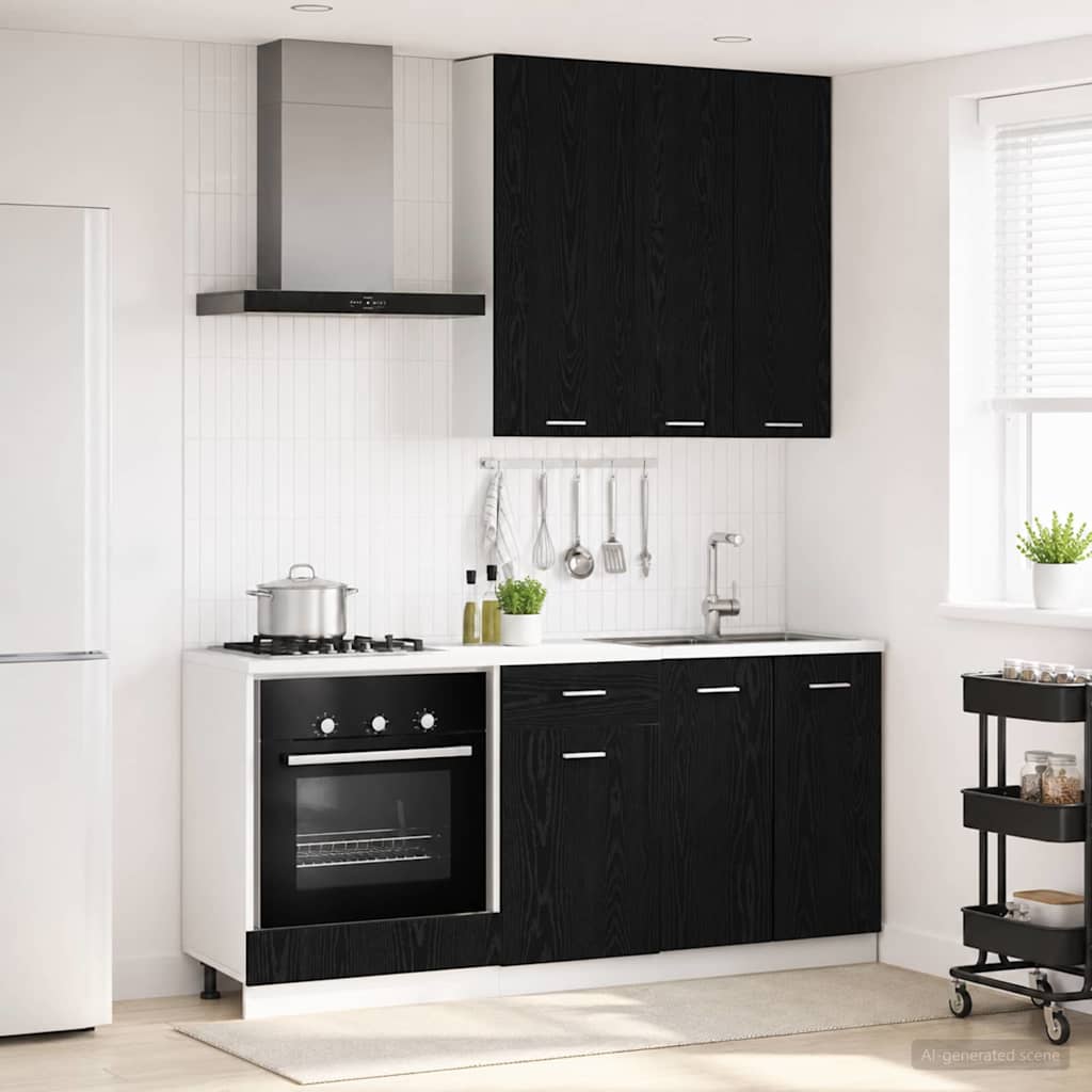 vidaXL Keukenblok LYON 5 pcs Wit Bewerkt hout