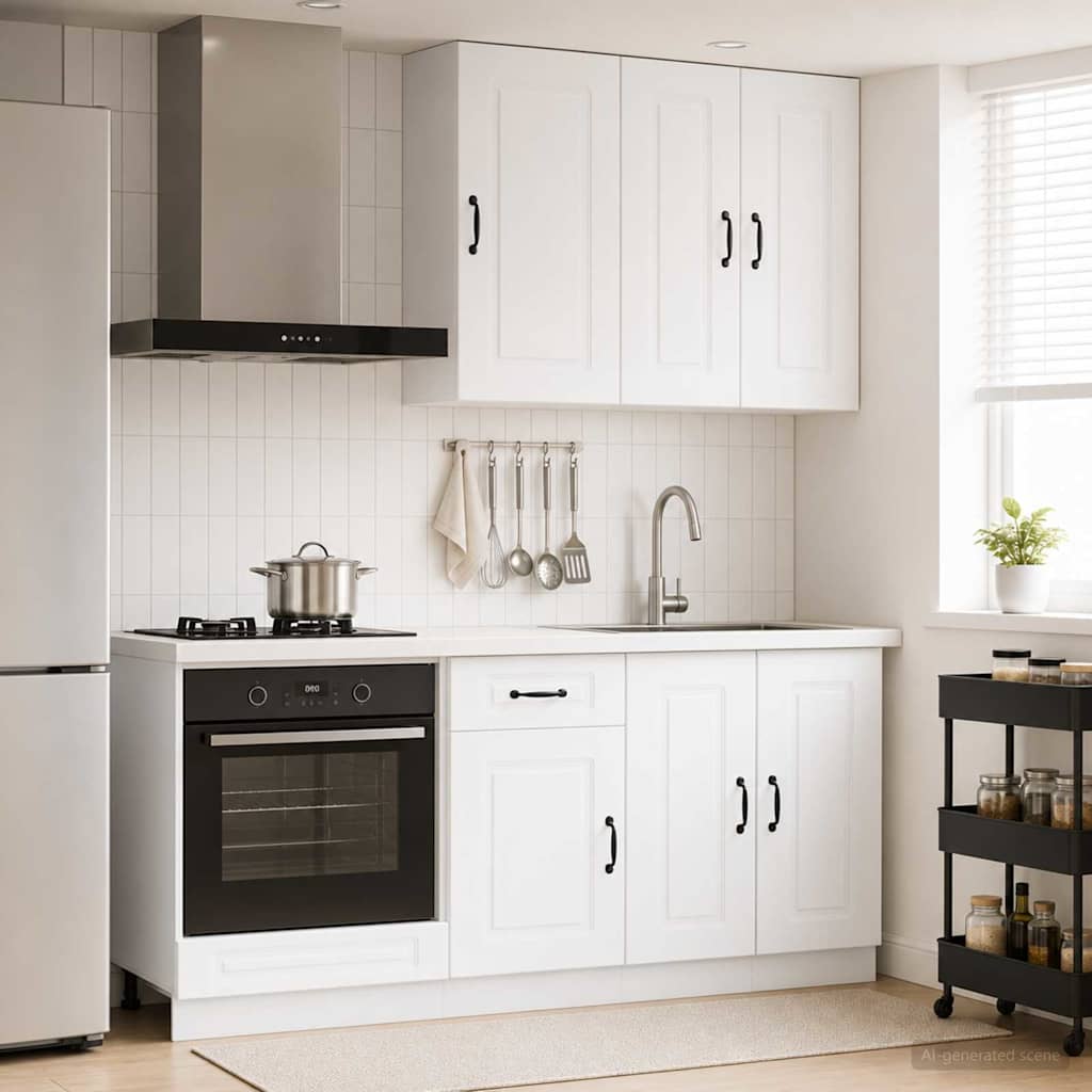vidaXL Keukenblok KALMAR 5 pcs Wit Bewerkt hout