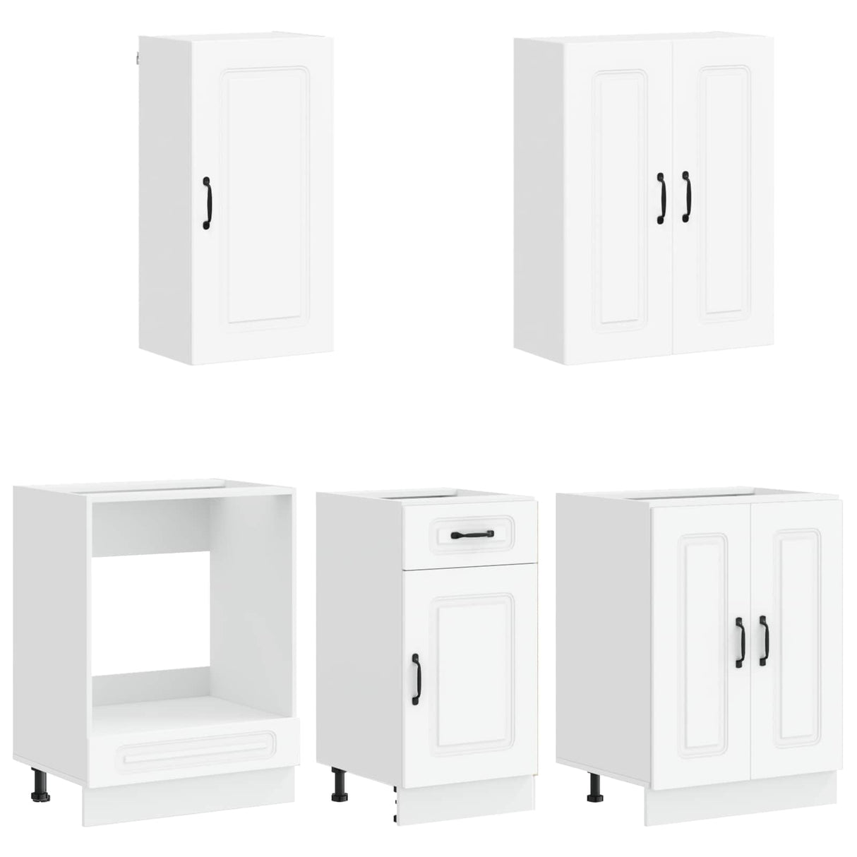 vidaXL Keukenblok KALMAR 5 pcs Wit Bewerkt hout