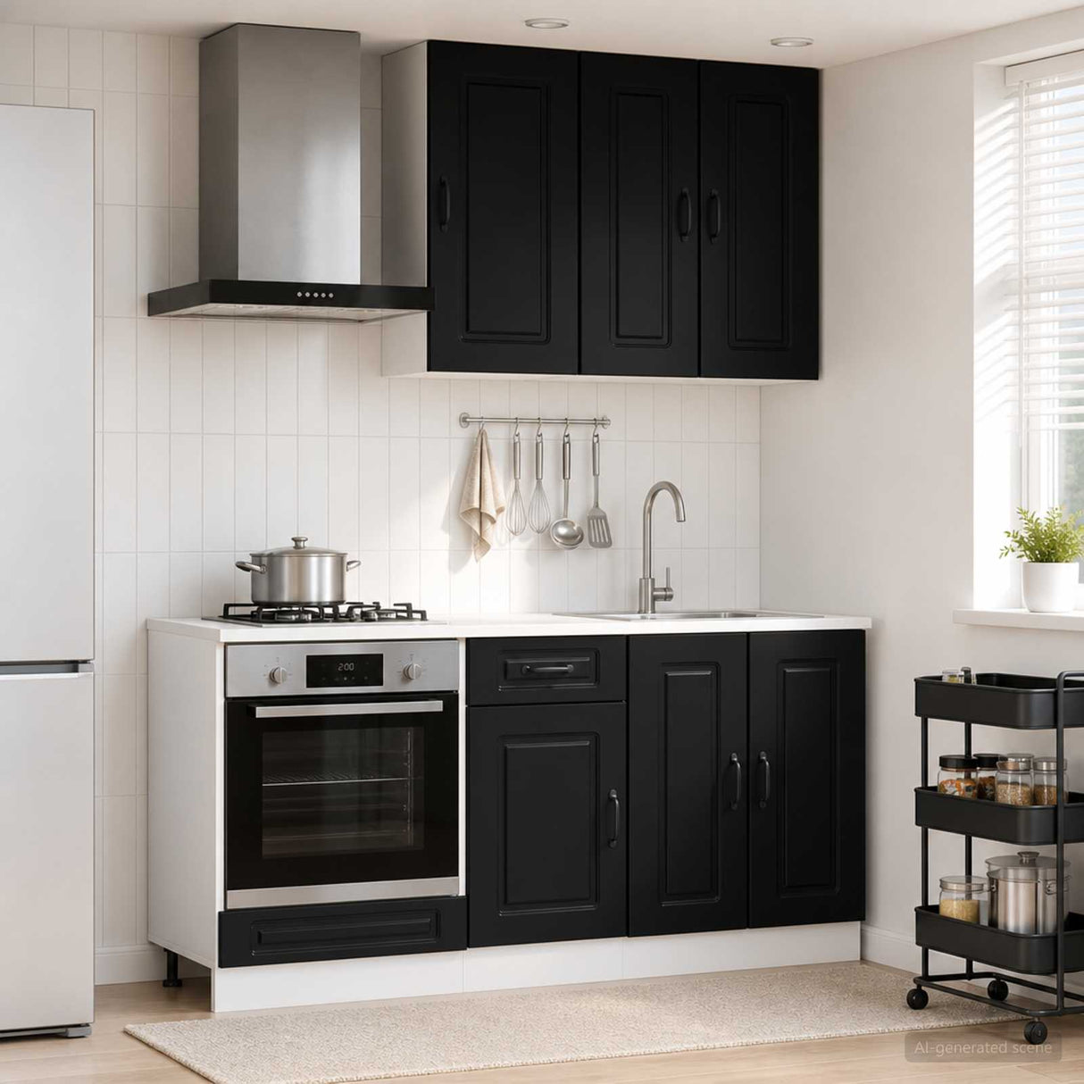 vidaXL Keukenblok KALMAR 5 pcs Wit Bewerkt hout