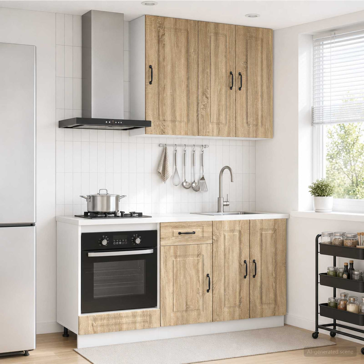 vidaXL Keukenblok KALMAR 5 pcs Wit Bewerkt hout