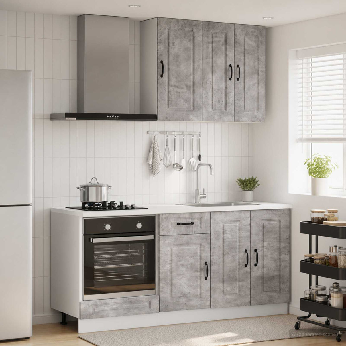 vidaXL Keukenblok KALMAR 5 pcs Wit Bewerkt hout