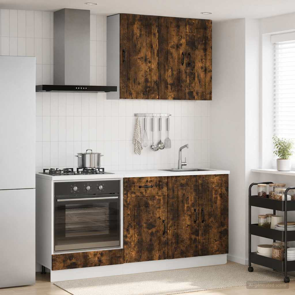 vidaXL Keukenblok KALMAR 5 pcs Wit Bewerkt hout