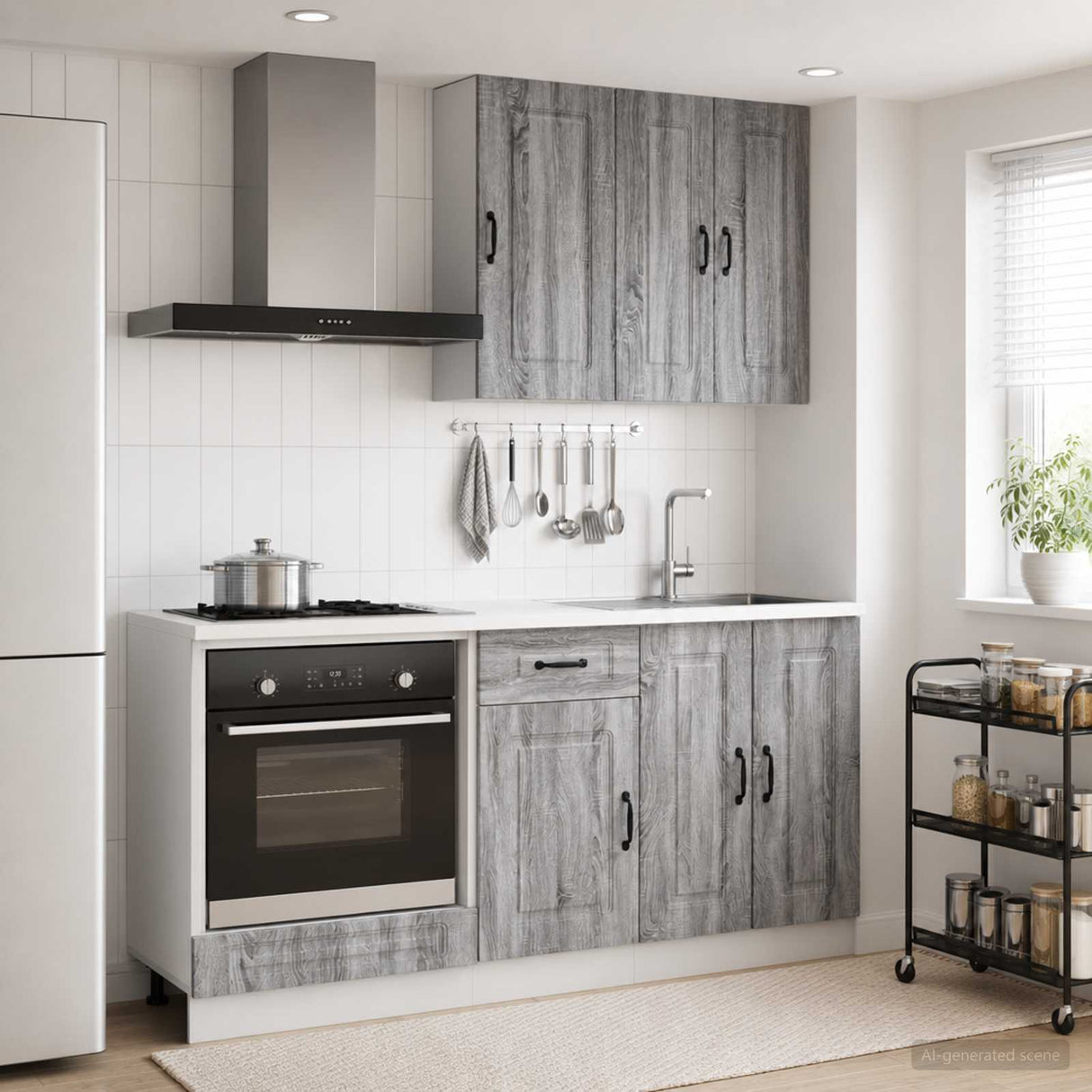 vidaXL Keukenblok KALMAR 5 pcs Wit Bewerkt hout
