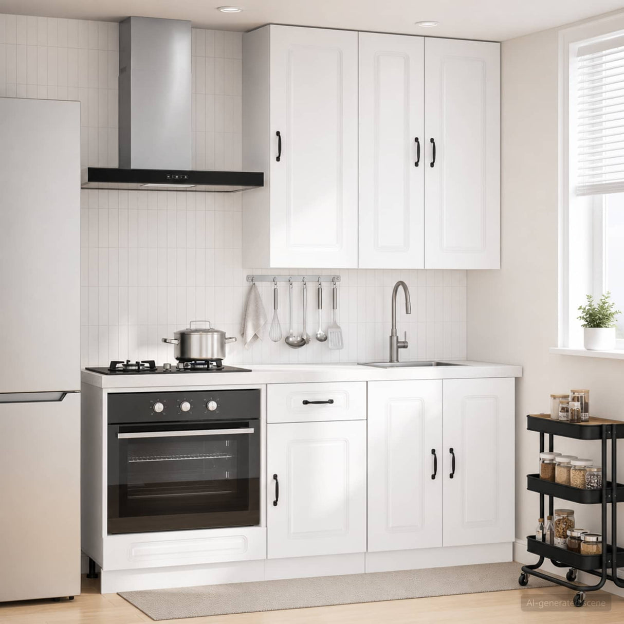 vidaXL Keukenblok KALMAR 5 pcs Wit Bewerkt hout