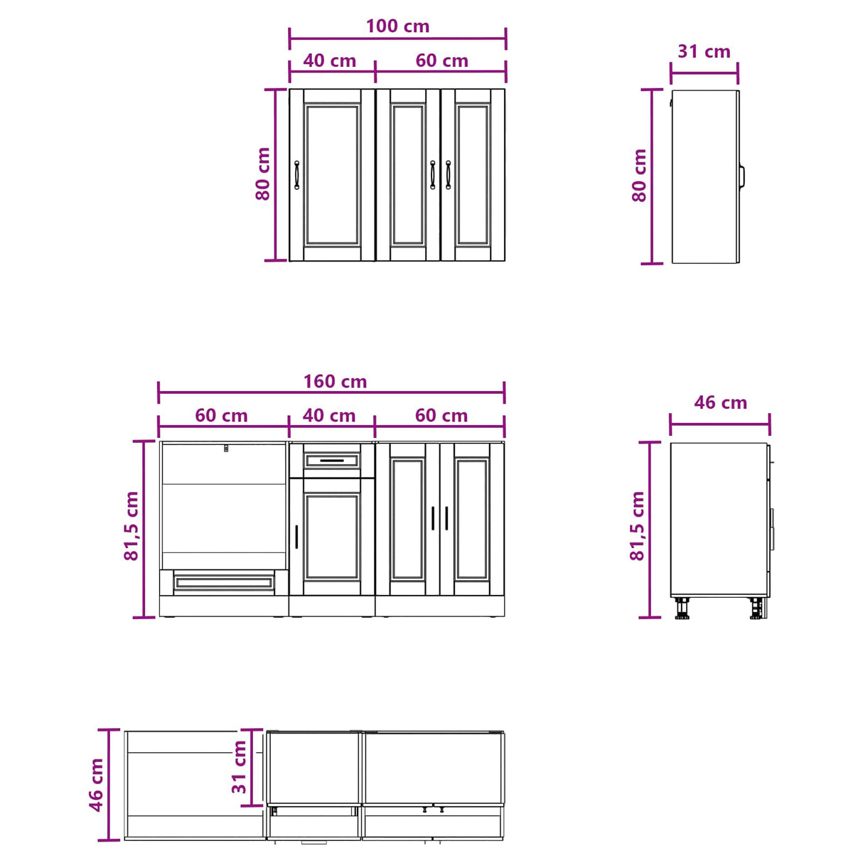 vidaXL Kitchen Block PORTO 5 pcs White Engineered wood