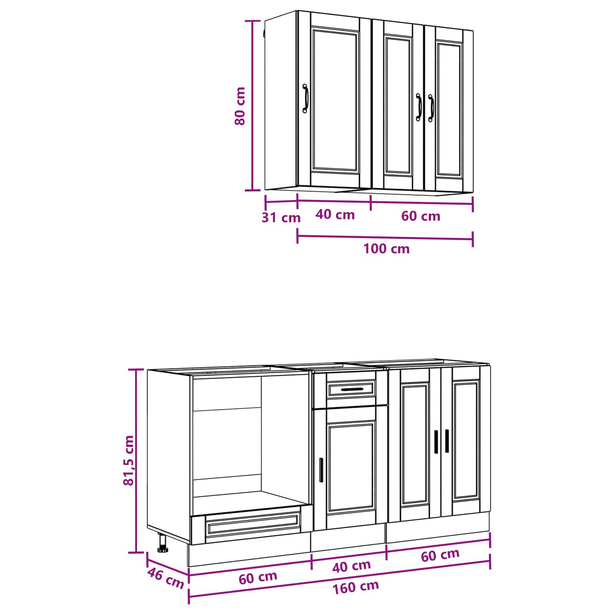 vidaXL Kitchen Block PORTO 5 pcs White Engineered wood