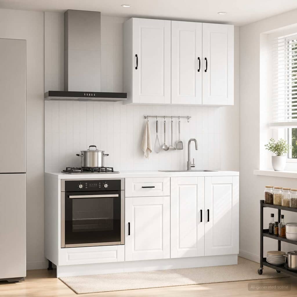 vidaXL Kitchen Block PORTO 5 pcs White Engineered wood