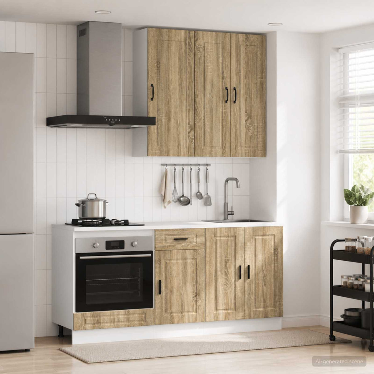 vidaXL Kitchen Block PORTO 5 pcs White Engineered wood