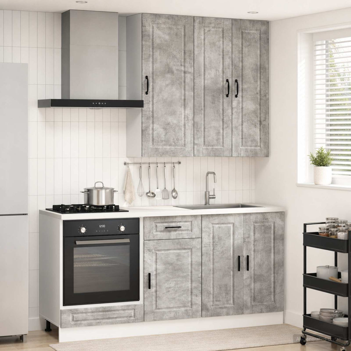 vidaXL Kitchen Block PORTO 5 pcs White Engineered wood