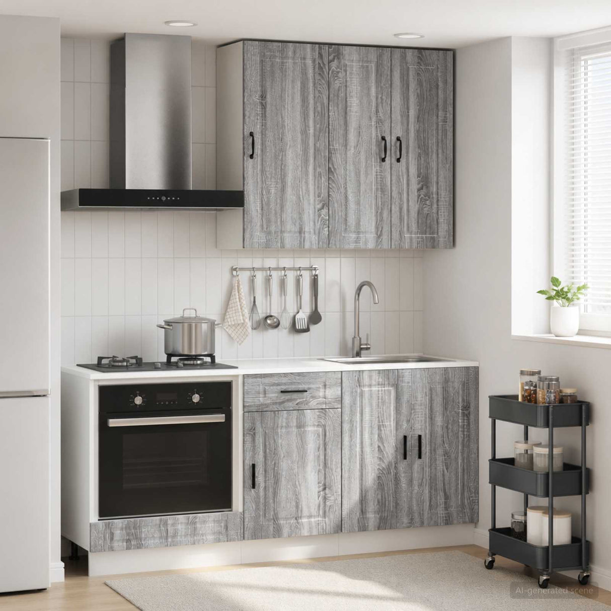 vidaXL Kitchen Block PORTO 5 pcs White Engineered wood