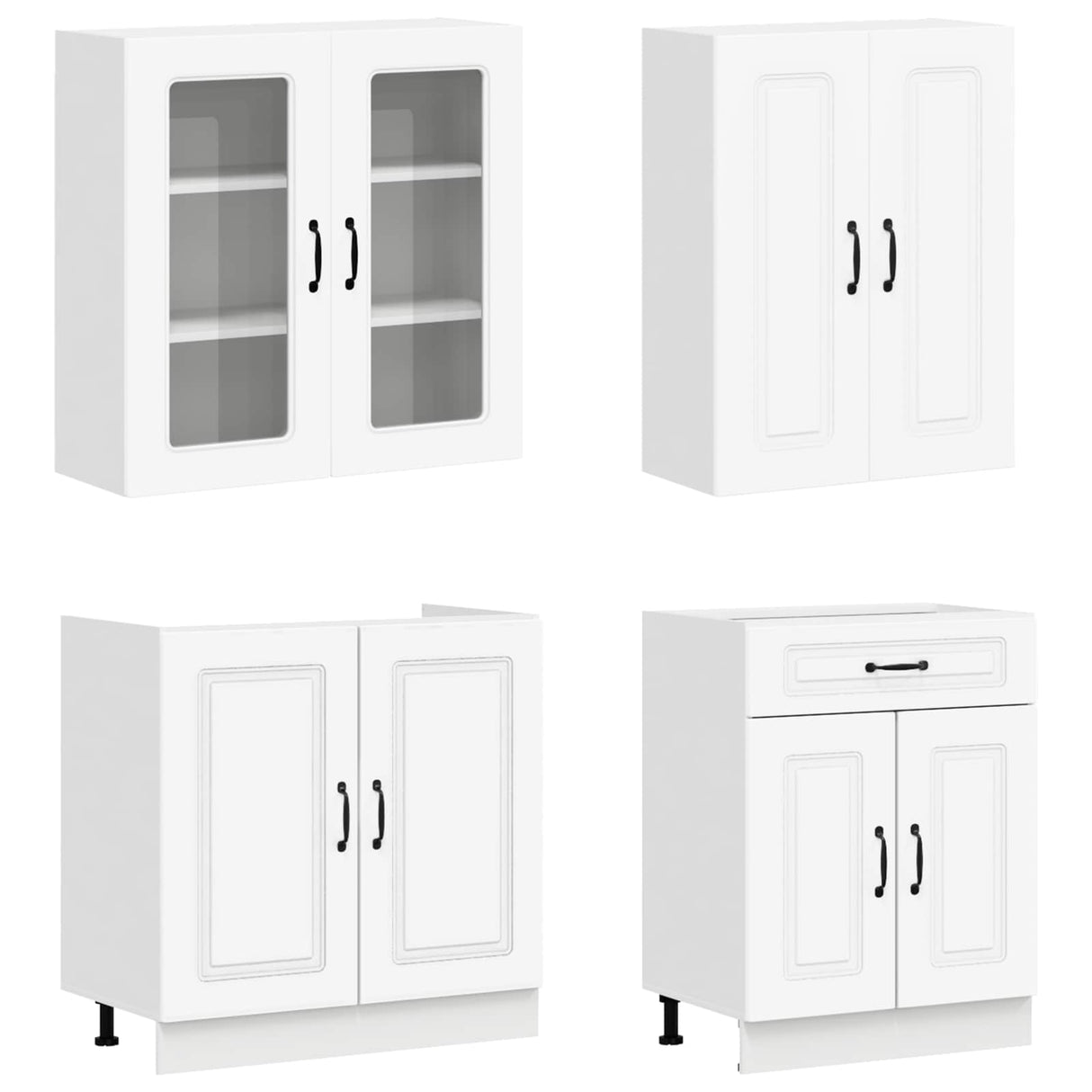 vidaXL Keukenblok KALMAR 4 pcs Wit Bewerkt hout