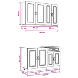 vidaXL Keukenblok KALMAR 4 pcs Wit Bewerkt hout