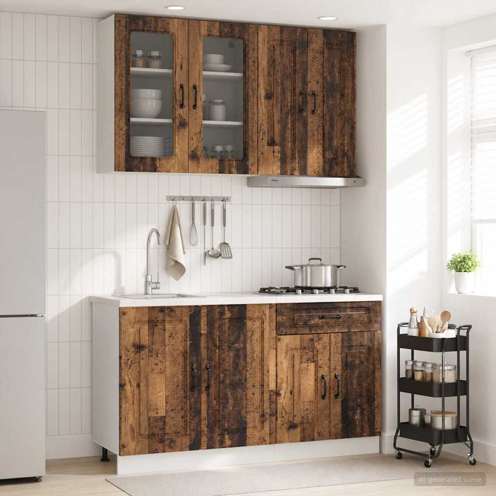 vidaXL Keukenblok KALMAR 4 pcs Wit Bewerkt hout