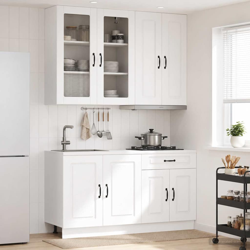 vidaXL Keukenblok KALMAR 4 pcs Wit Bewerkt hout