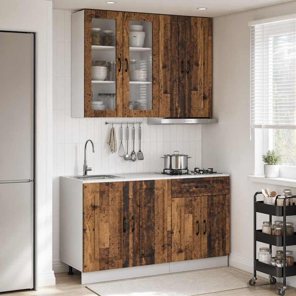 vidaXL Keukenblok KALMAR 4 pcs Wit Bewerkt hout