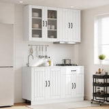 vidaXL Keukenblok LUCCA 4 pcs Wit Bewerkt hout