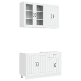 vidaXL Keukenblok LUCCA 4 pcs Wit Bewerkt hout