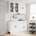 vidaXL Keukenblok LUCCA 4 pcs Wit Bewerkt hout