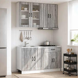 vidaXL Keukenblok LUCCA 4 pcs Wit Bewerkt hout
