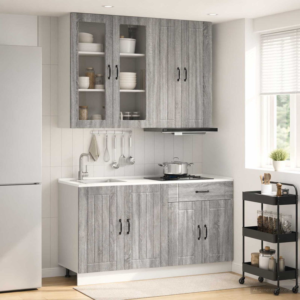 vidaXL Keukenblok LUCCA 4 pcs Wit Bewerkt hout