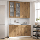 vidaXL Keukenblok LUCCA 4 pcs Wit Bewerkt hout