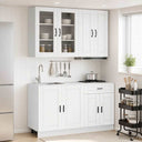 vidaXL Keukenblok PORTO 4 pcs Wit Bewerkt hout