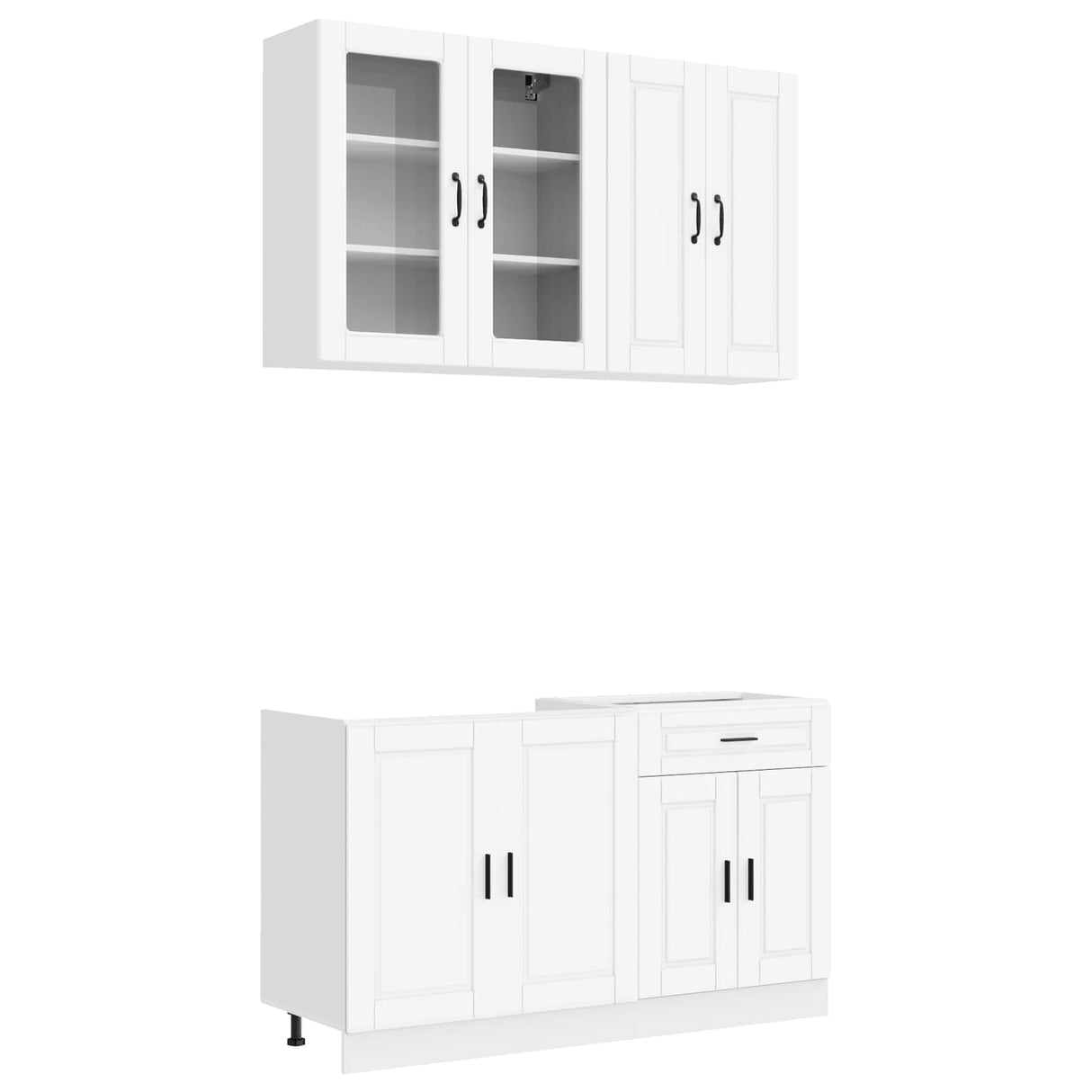 vidaXL Keukenblok PORTO 4 pcs Wit Bewerkt hout