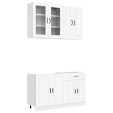 vidaXL Keukenblok PORTO 4 pcs Wit Bewerkt hout