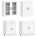 vidaXL Keukenblok PORTO 4 pcs Wit Bewerkt hout