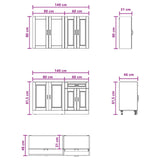 vidaXL Keukenblok PORTO 4 pcs Wit Bewerkt hout