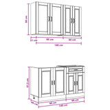 vidaXL Keukenblok PORTO 4 pcs Wit Bewerkt hout
