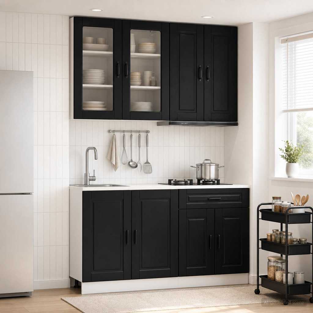 vidaXL Keukenblok PORTO 4 pcs Wit Bewerkt hout
