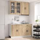 vidaXL Keukenblok PORTO 4 pcs Wit Bewerkt hout