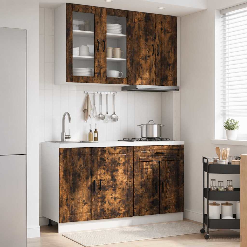 vidaXL Keukenblok PORTO 4 pcs Wit Bewerkt hout