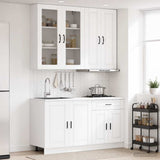 vidaXL Keukenblok PORTO 4 pcs Wit Bewerkt hout