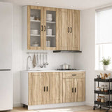 vidaXL Keukenblok PORTO 4 pcs Wit Bewerkt hout