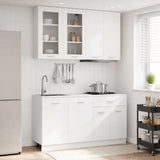 vidaXL Keukenblok LYON 4 pcs Wit Bewerkt hout