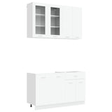 vidaXL Keukenblok LYON 4 pcs Wit Bewerkt hout