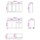 vidaXL Keukenblok LYON 4 pcs Wit Bewerkt hout