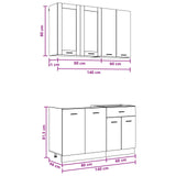 vidaXL Keukenblok LYON 4 pcs Wit Bewerkt hout