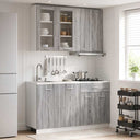vidaXL Keukenblok LYON 4 pcs Wit Bewerkt hout