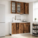 vidaXL Keukenblok LYON 4 pcs Wit Bewerkt hout