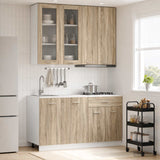 vidaXL Keukenblok LYON 4 pcs Wit Bewerkt hout