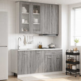 vidaXL Keukenblok LYON 4 pcs Wit Bewerkt hout