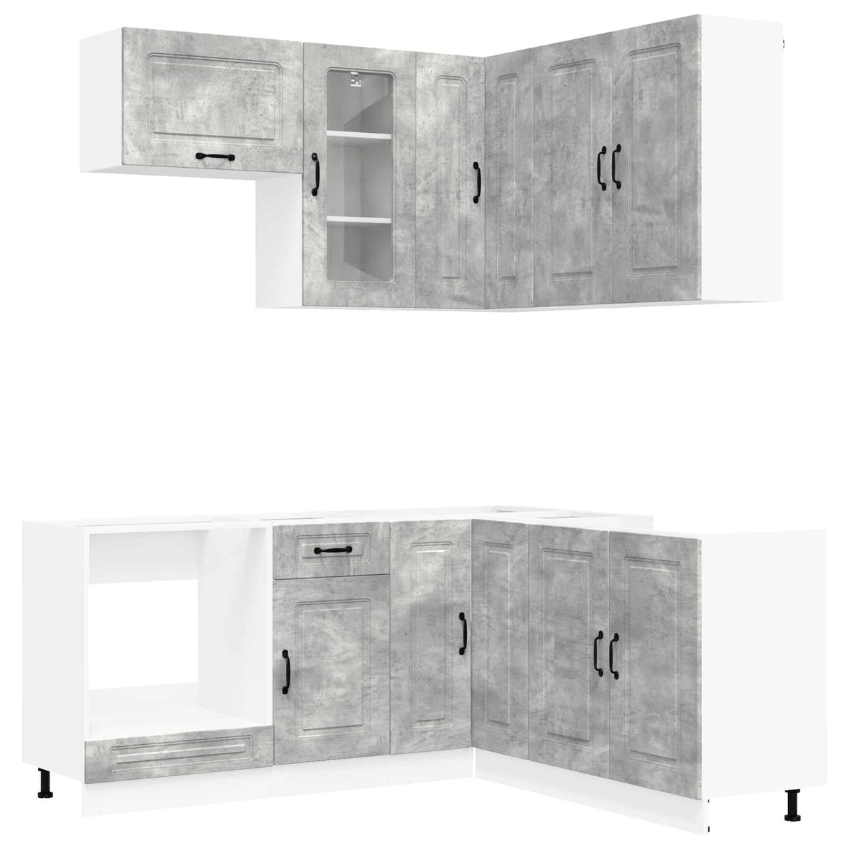 vidaXL Keukenblok KALMAR 8 pcs Wit Bewerkt hout